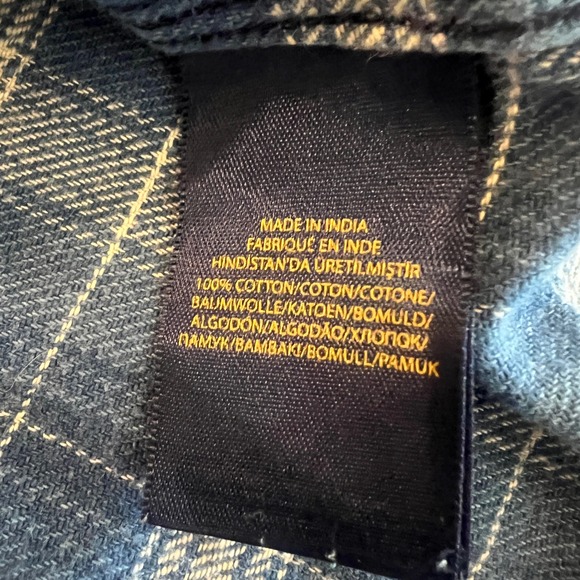 Polo Ralph Lauren Kids Plaid‎ Flannel Button Down Shirt Blue White Medium - Picture 6 of 8